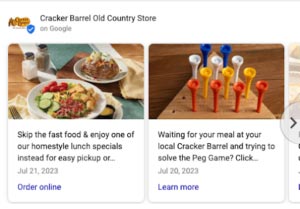 google posts from a cracker barrel location