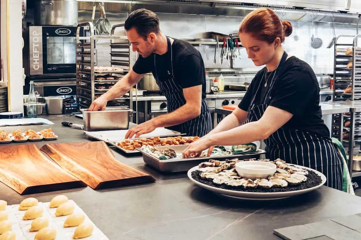 Small business caterer working in the kitchen